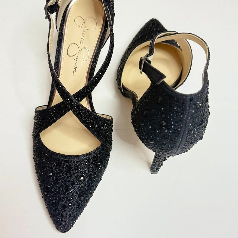 Jessica Simpson Accile Black Rhinestone Heels Size 8M – Worn Twice - Picture 5 of 10